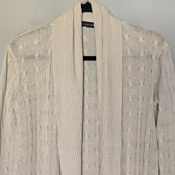 Ralph Lauren Black Label 100% Linen Cable Knit Shawl Collar Cardigan Sweater - Picture 7 of 13